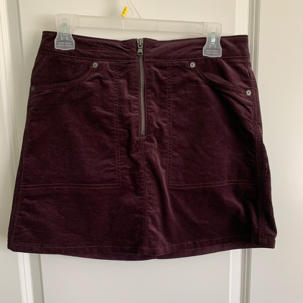 Burgundy Calvin Klein suede skirt with zipper